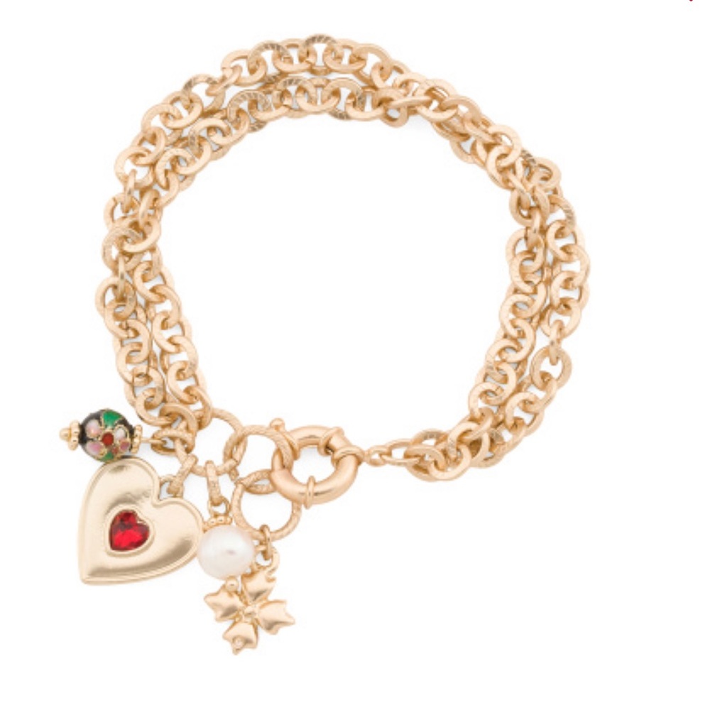 Patricia Nash Heart Pearl Bead Bracelet New